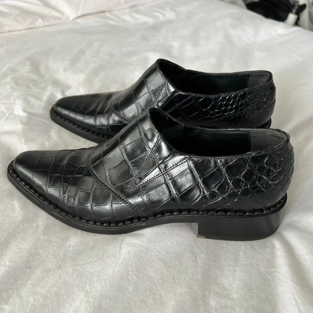 Vince Leather Croc Loafers 7.5